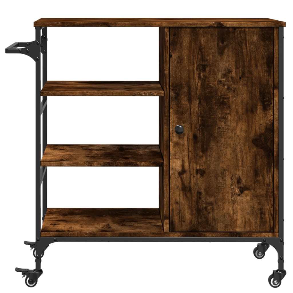 Kitchen Trolley Smoked Oak 87.5x38.5x84.5 cm Engineered Wood